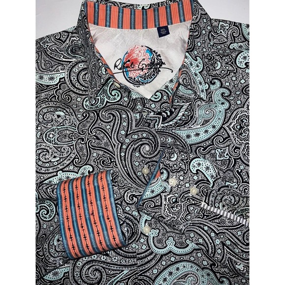 Robert Graham Shirts Robert Graham Black Teal Blue White Floral Ls